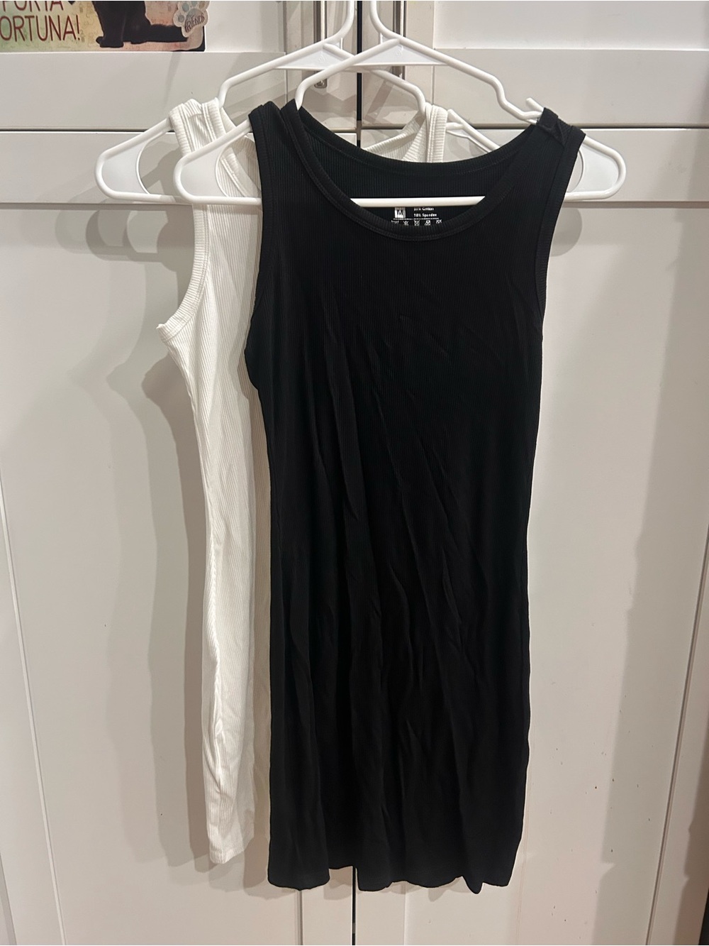 Two Classic Ribbed Tank Dresses - Black & White
